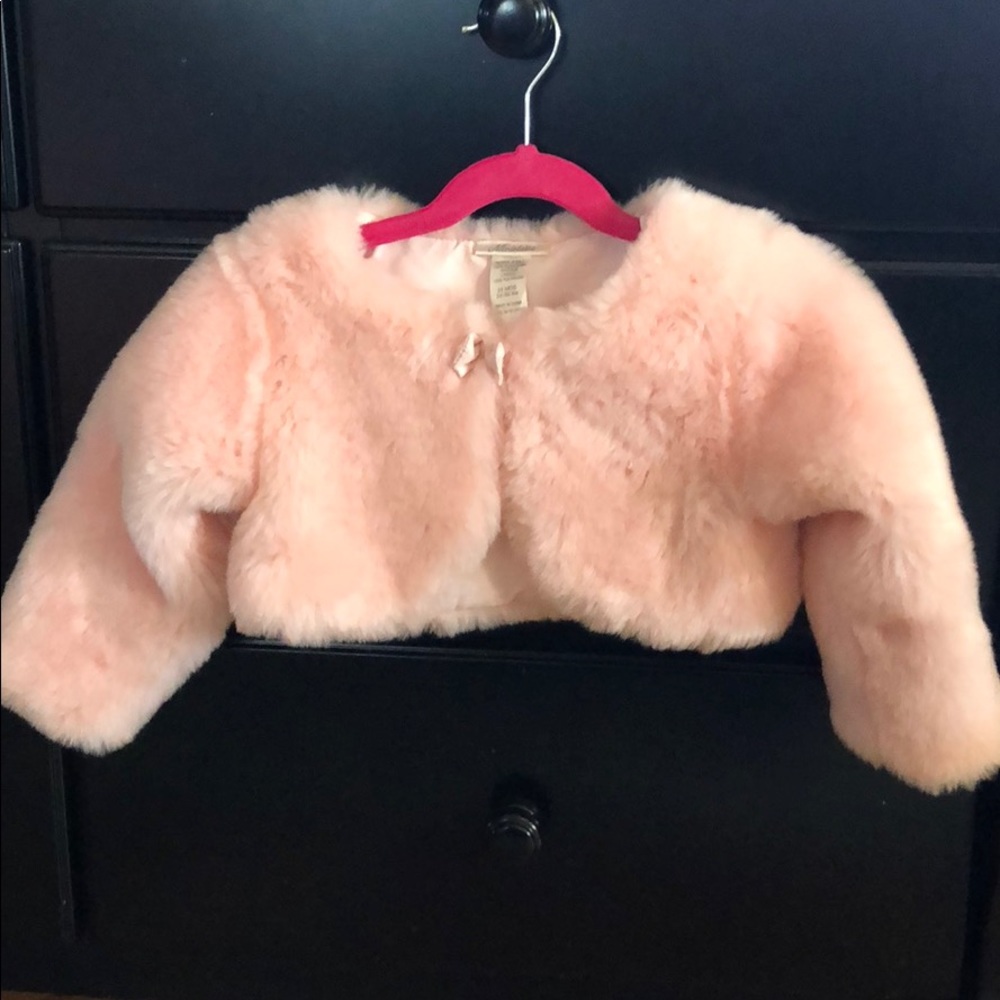 Miniclasix Pink Fur Shawl for baby girl 24 months